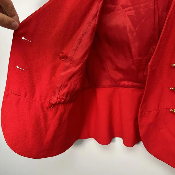 Vintage 80s Red Peplum Christmas Blazer 8P - Picture 5 of 5